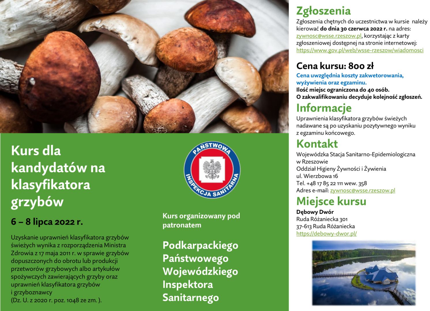 Kurs klasyfikatora grzybów Ruda Różaniecka  6-8 lipca 2022r.